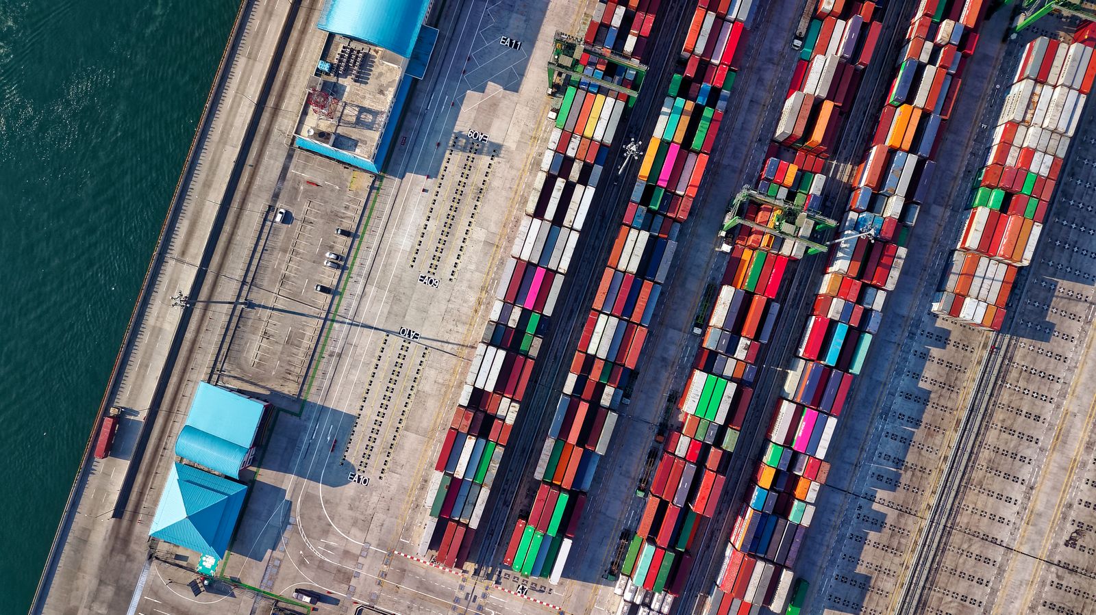 Aerial view of shipping port